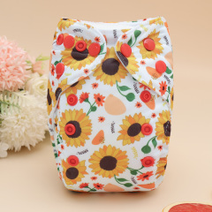 Newborn all In One Diaper with Pocket Sewn-in one Newborn 4-layer Bamboo blend insert-Sunflowers(SAO-EW33A)