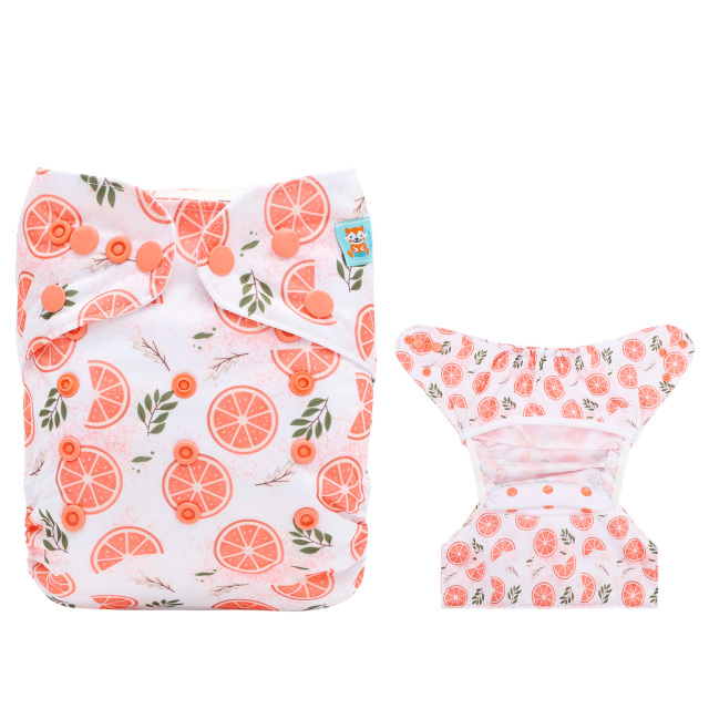 Reusable Cloth Diaper Cover with Snap Closure Cloth Diaper Shell for Prefold Flat or Fitted Diaper Inserts -Orange(DC-EW31A)