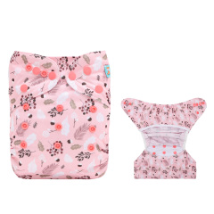 Reusable Cloth Diaper Cover with Snap Closure Cloth Diaper Shell for Prefold Flat or Fitted Diaper Inserts -Flowers(DC-EW30A)