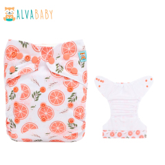 ALVABABY AWJ Lining Cloth Diaper with Tummy Panel for Babies -Flowers (WJT-EW31A)