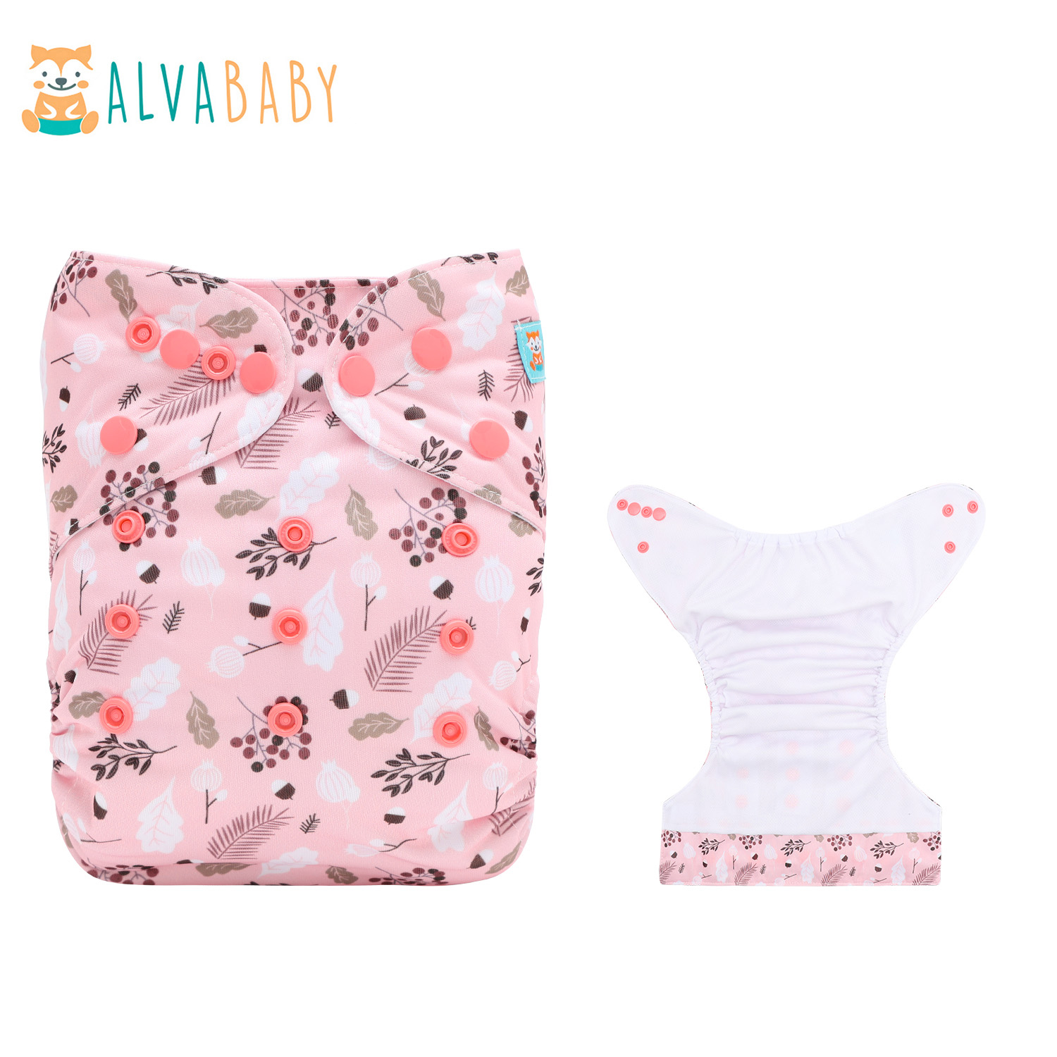 ALVABABY AWJ Lining Cloth Diaper with Tummy Panel for Babies -Flowers (WJT-EW30A)