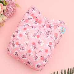 All In One Diaper with Pocket Sewn-in one 4-layer Bamboo blend insert-Flowers(AO-EW32A)