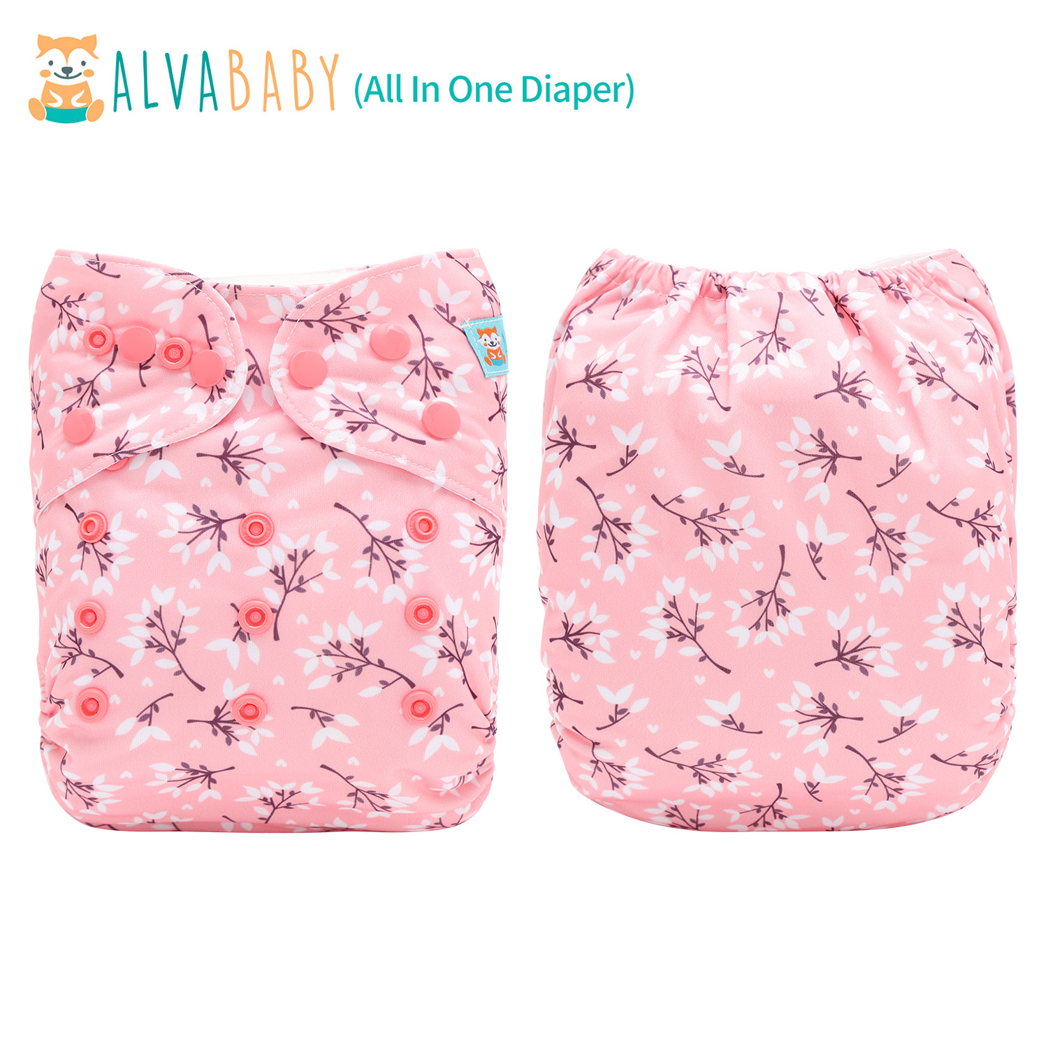 All In One Diaper with Pocket Sewn-in one 4-layer Bamboo blend insert-Flowers(AO-EW32A)