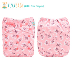 All In One Diaper with Pocket Sewn-in one 4-layer Bamboo blend insert-Flowers(AO-EW32A)