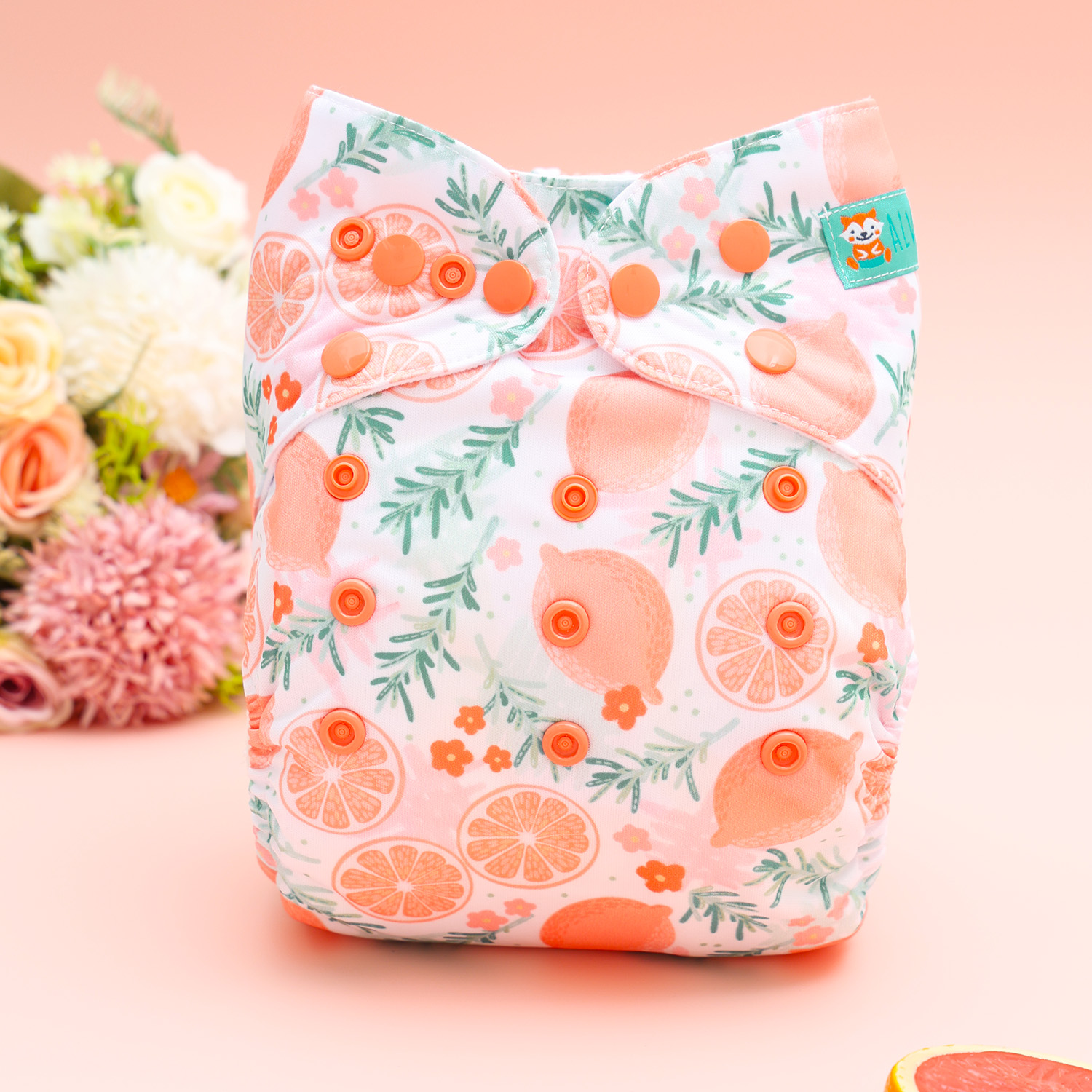 All In One Diaper with Pocket Sewn-in one 4-layer Bamboo blend insert-Lemon(AO-EW28A)