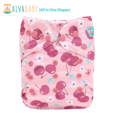 All In One Diaper with Pocket Sewn-in one 4-layer Bamboo blend insert-Cherry(AO-EW27A)