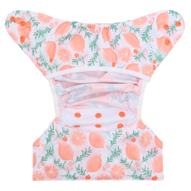 Reusable Cloth Diaper Cover with Snap Closure Cloth Diaper Shell for Prefold Flat or Fitted Diaper Inserts -Lemon(DC-EW28A)
