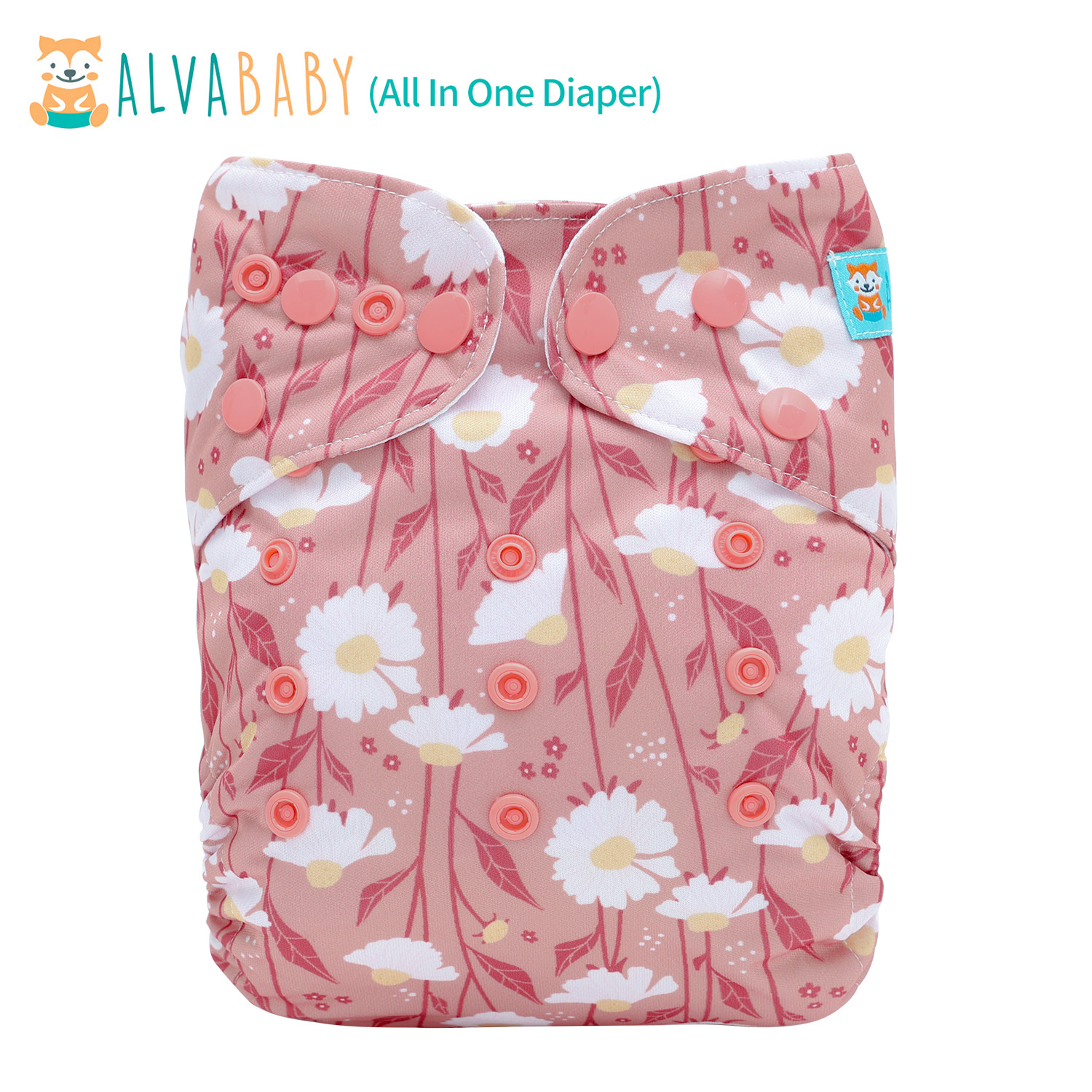 All In One Diaper with Pocket Sewn-in one 4-layer Bamboo blend insert-Flowers(AO-EW29A)