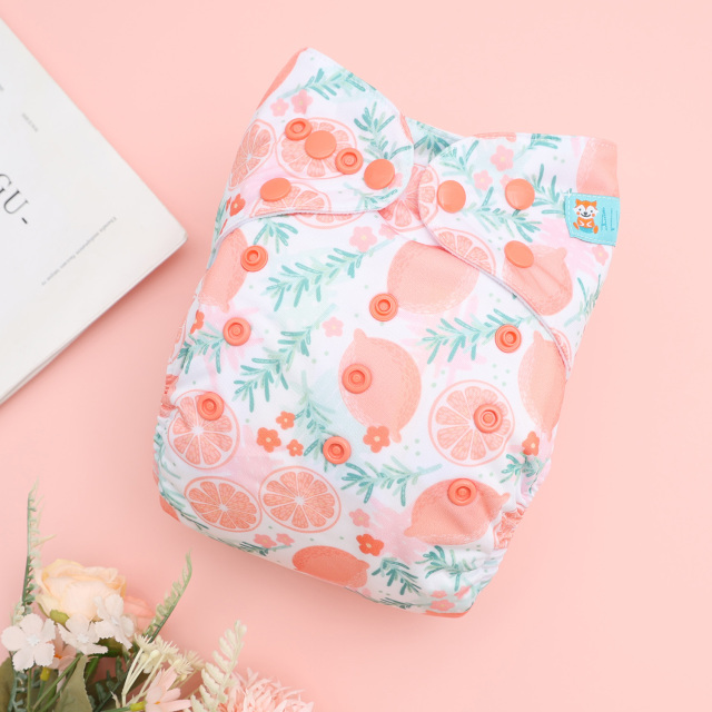 Reusable Cloth Diaper Cover with Snap Closure Cloth Diaper Shell for Prefold Flat or Fitted Diaper Inserts -Lemon(DC-EW28A)