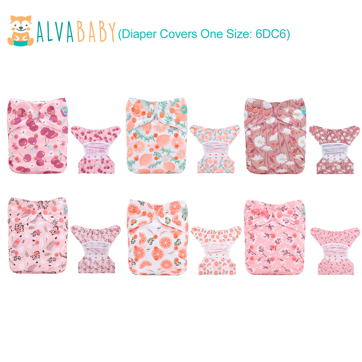 6-Pack Cloth Diaper Covers - One Size Adjustable & Reusable Diaper Outers for Prefold Flat or Fitted Diapers