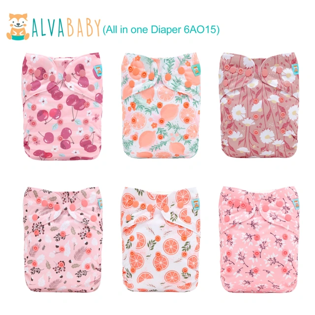 (All Packs)All In One Diaper 6 Packs with Pocket Sewn-in one 4-Layer Bamboo Blend Insert - One Size Adjustable Washable & Reusable AIO Diaper for Babies