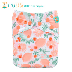 All In One Diaper with Pocket Sewn-in one 4-layer Bamboo blend insert-Lemon(AO-EW28A)