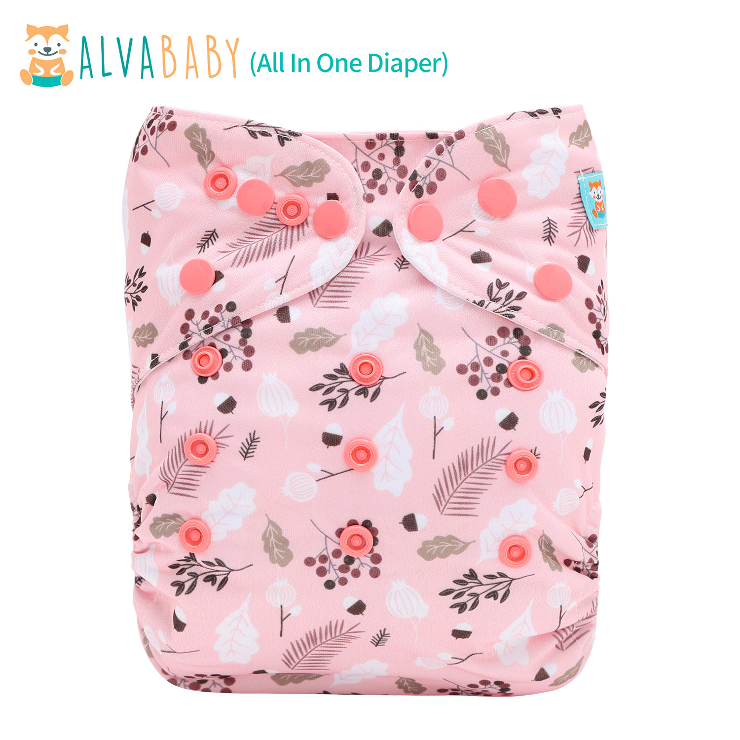 All In One Diaper with Pocket Sewn-in one 4-layer Bamboo blend insert-Flowers(AO-EW30A)