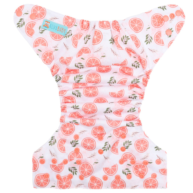 ALVABABY AWJ Lining Cloth Diaper with Tummy Panel for Babies -Orange (WJT-EW31A)