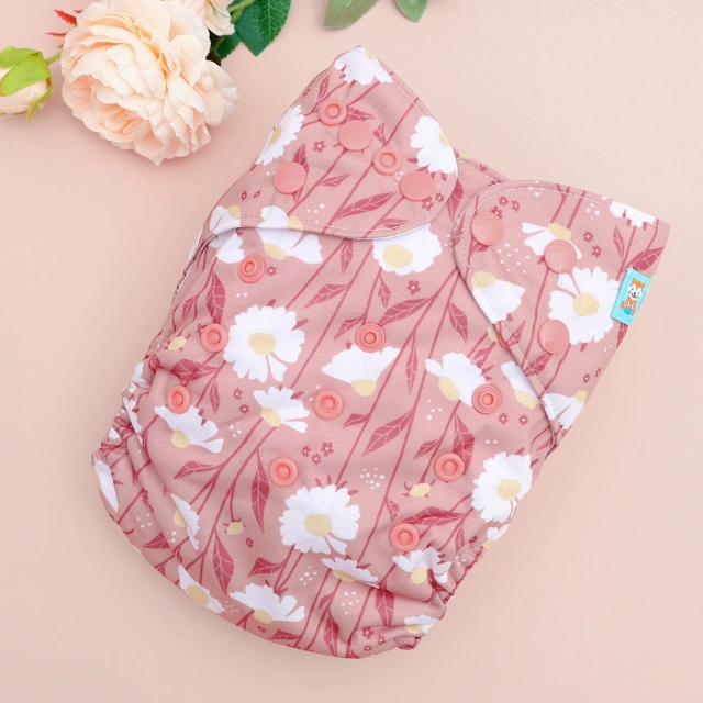 ALVABABY AWJ Lining Cloth Diaper with Tummy Panel for Babies -Flowers (WJT-EW29A)