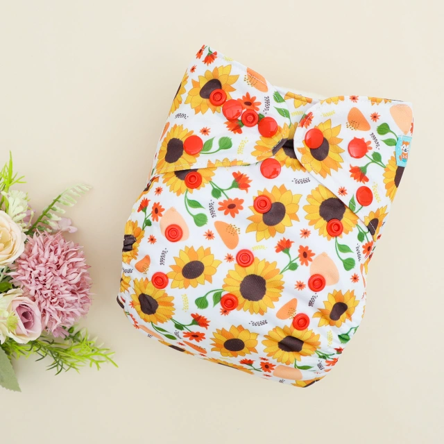 ALVABABY AWJ Lining Cloth Diaper with Tummy Panel for Babies -Sunflower (WJT-EW33A)