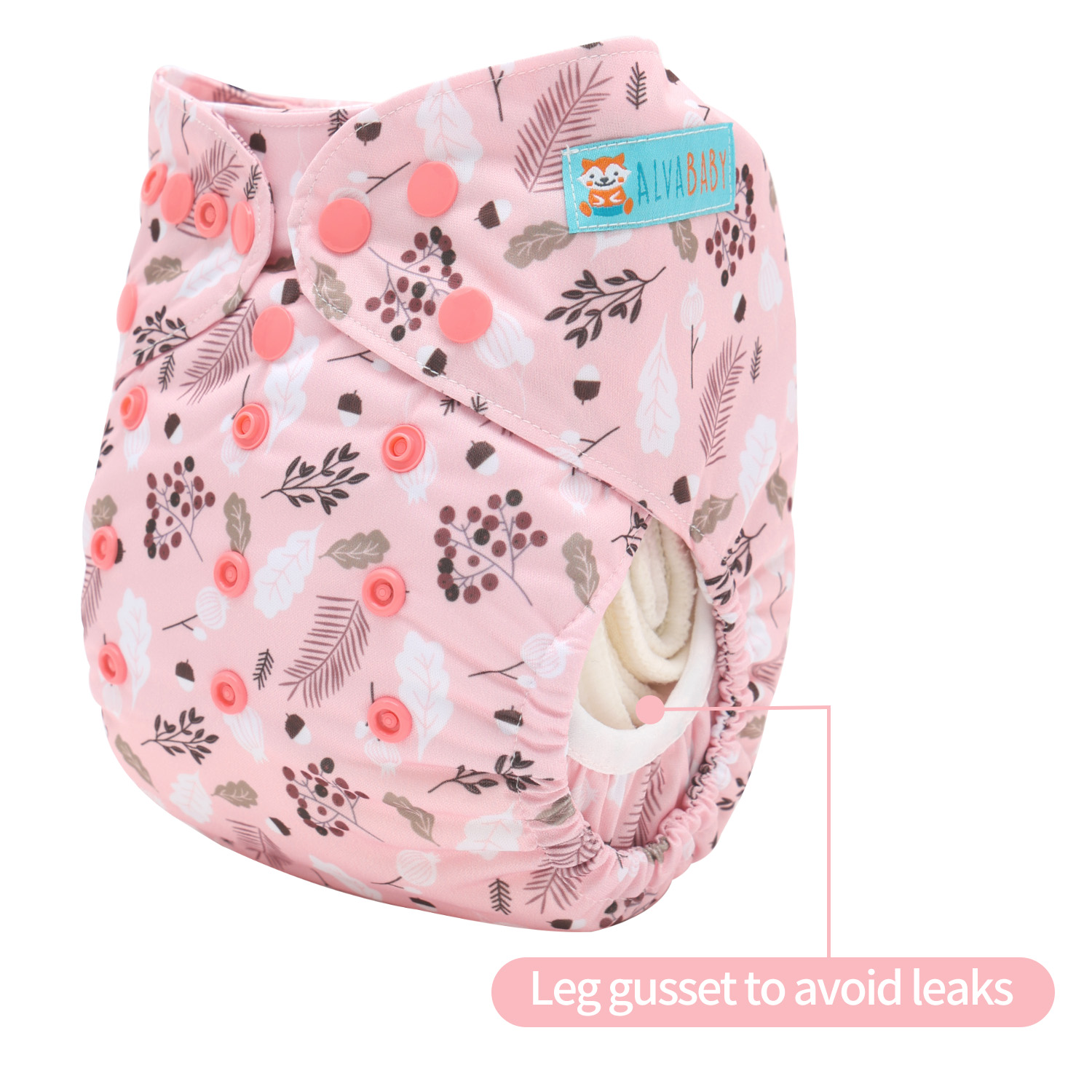 Reusable Cloth Diaper Cover with Snap Closure Cloth Diaper Shell for Prefold Flat or Fitted Diaper Inserts -Flowers(DC-EW30A)