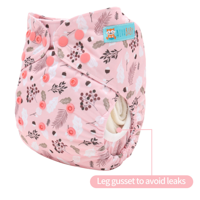 Reusable Cloth Diaper Cover with Snap Closure Cloth Diaper Shell for Prefold Flat or Fitted Diaper Inserts -Flowers(DC-EW30A)