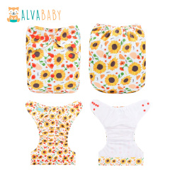 ALVABABY AWJ Lining Cloth Diaper with Tummy Panel for Babies -Sunflower (WJT-EW33A)