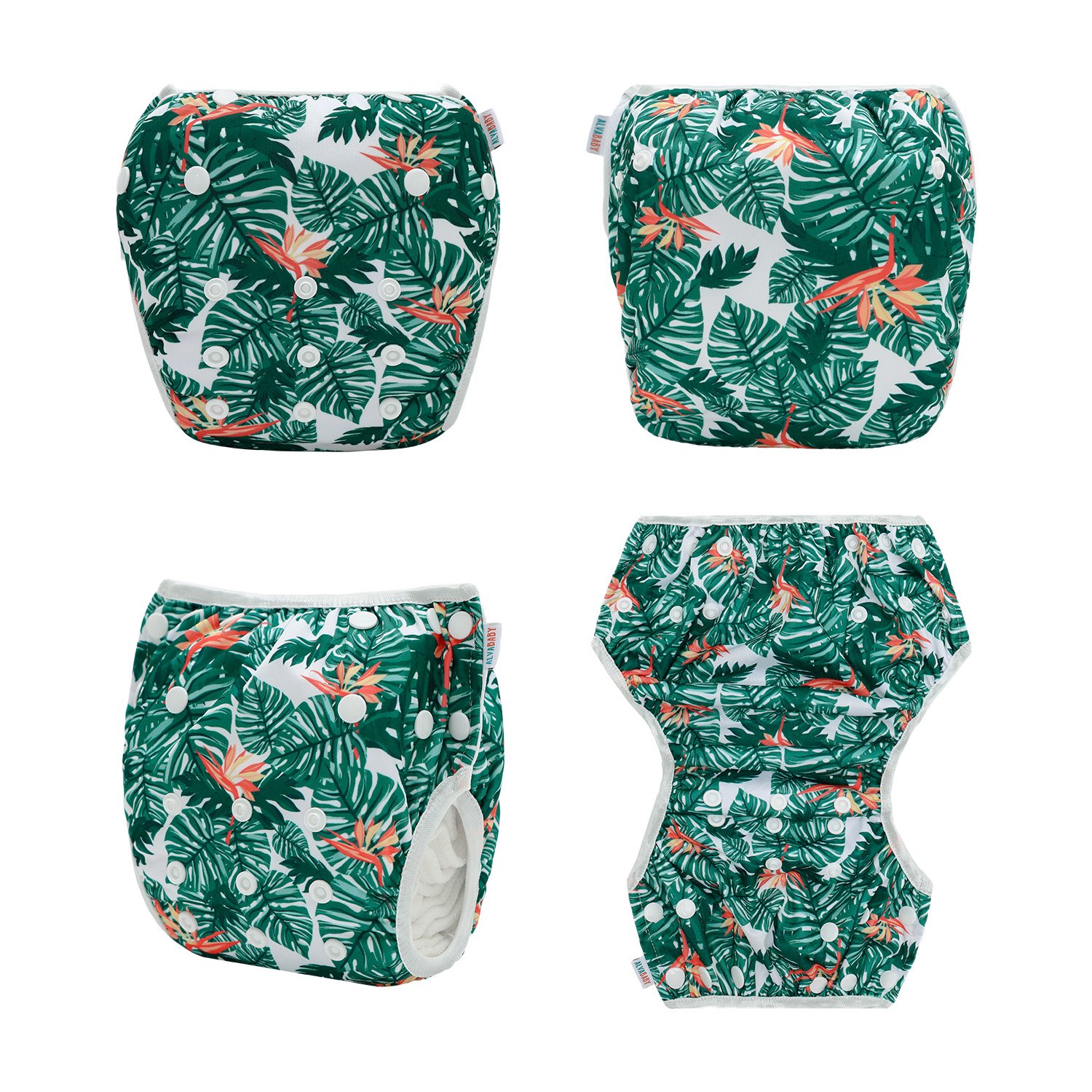 ALVABABY Reusable Swim Diaper - Adjustable One Size Swimwear for Infants & Toddlers (Palm Leaves SW-EW34A)