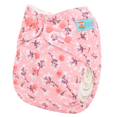 ALVABABY AWJ Lining Cloth Diaper with Tummy Panel for Babies -Flowers (WJT-EW32A)