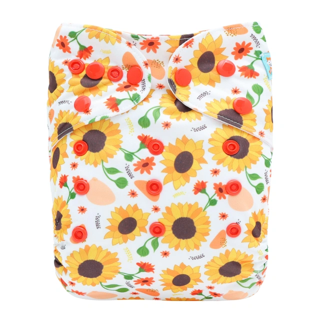 ALVABABY AWJ Lining Cloth Diaper with Tummy Panel for Babies -Sunflower (WJT-EW33A)