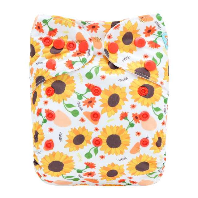 ALVABABY AWJ Lining Cloth Diaper with Tummy Panel for Babies -Sunflower (WJT-EW33A)