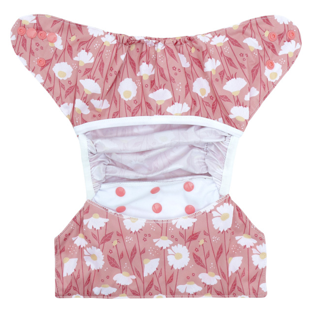 Reusable Cloth Diaper Cover with Snap Closure Cloth Diaper Shell for Prefold Flat or Fitted Diaper Inserts -Flowers(DC-EW29A)