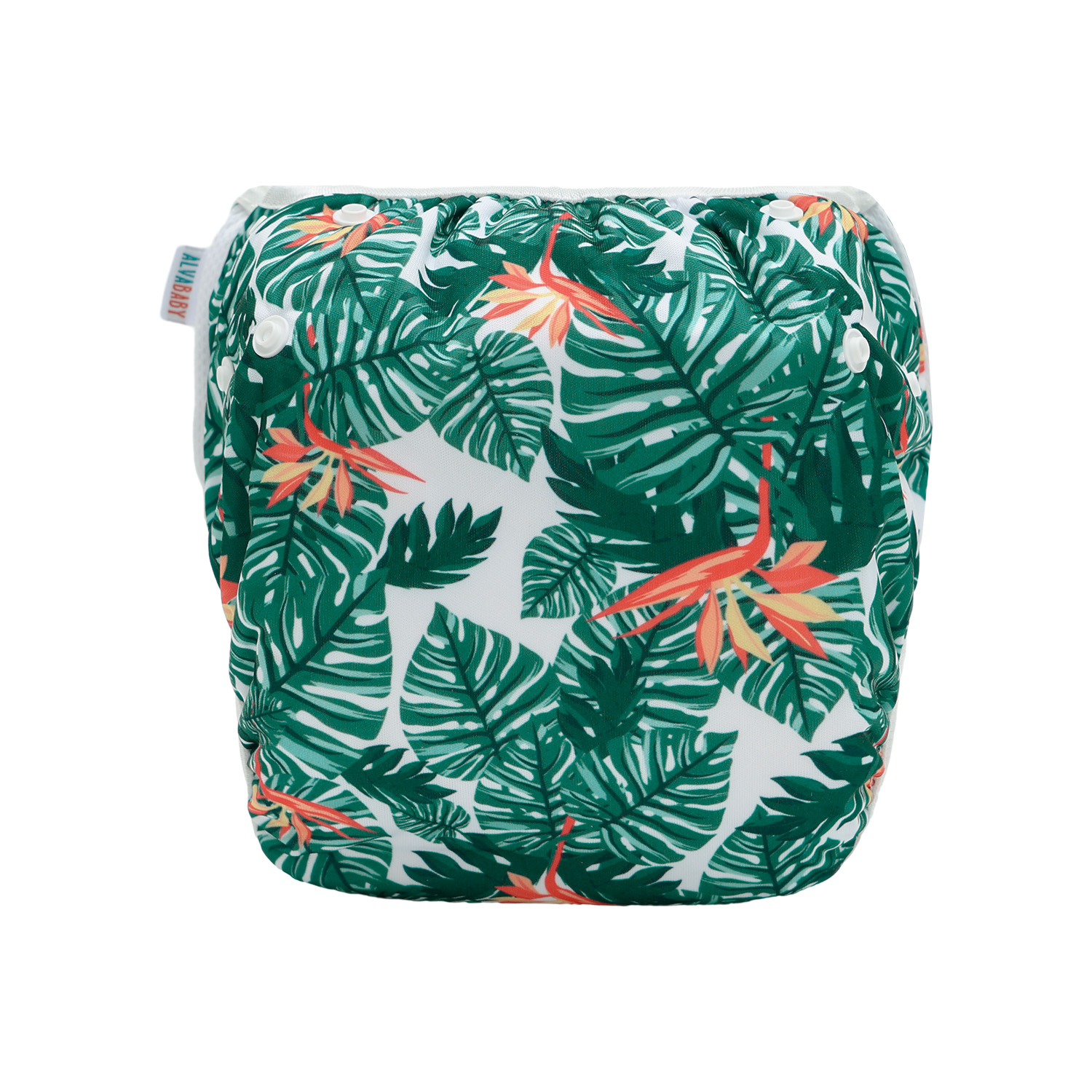 ALVABABY Reusable Swim Diaper - Adjustable One Size Swimwear for Infants & Toddlers (Palm Leaves SW-EW34A)