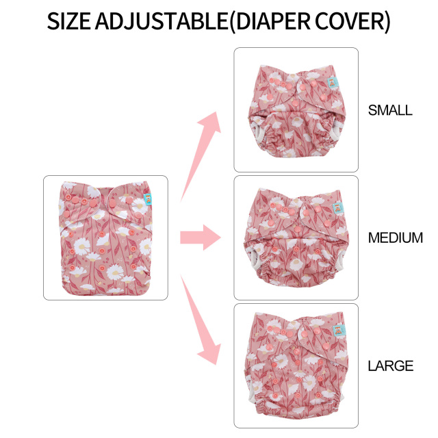 Reusable Cloth Diaper Cover with Snap Closure Cloth Diaper Shell for Prefold Flat or Fitted Diaper Inserts -Flowers(DC-EW29A)