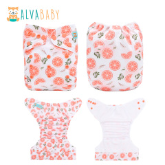 ALVABABY AWJ Lining Cloth Diaper with Tummy Panel for Babies -Orange (WJT-EW31A)