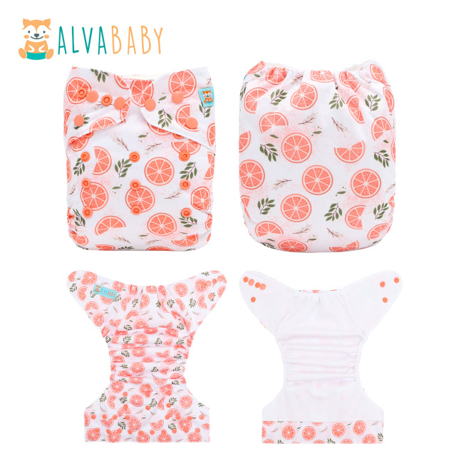 ALVABABY AWJ Lining Cloth Diaper with Tummy Panel for Babies -Orange (WJT-EW31A)