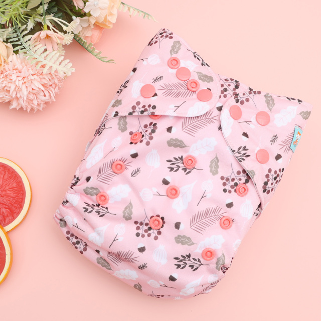 ALVABABY AWJ Lining Cloth Diaper with Tummy Panel for Babies -Flowers (WJT-EW30A)