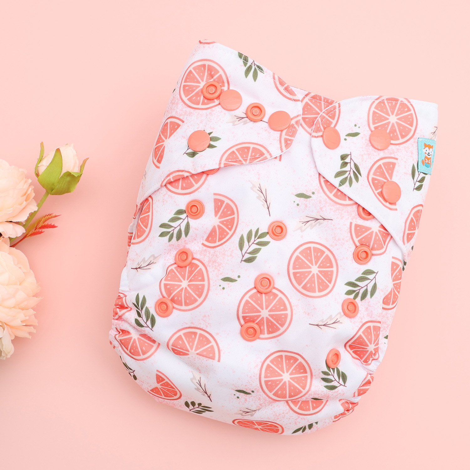 ALVABABY AWJ Lining Cloth Diaper with Tummy Panel for Babies -Orange (WJT-EW31A)