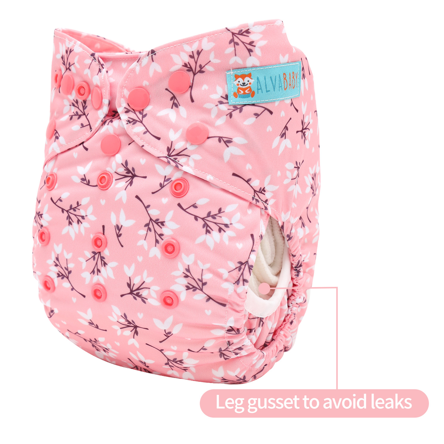 Reusable Cloth Diaper Cover with Snap Closure Cloth Diaper Shell for Prefold Flat or Fitted Diaper Inserts -Flowers(DC-EW32A)