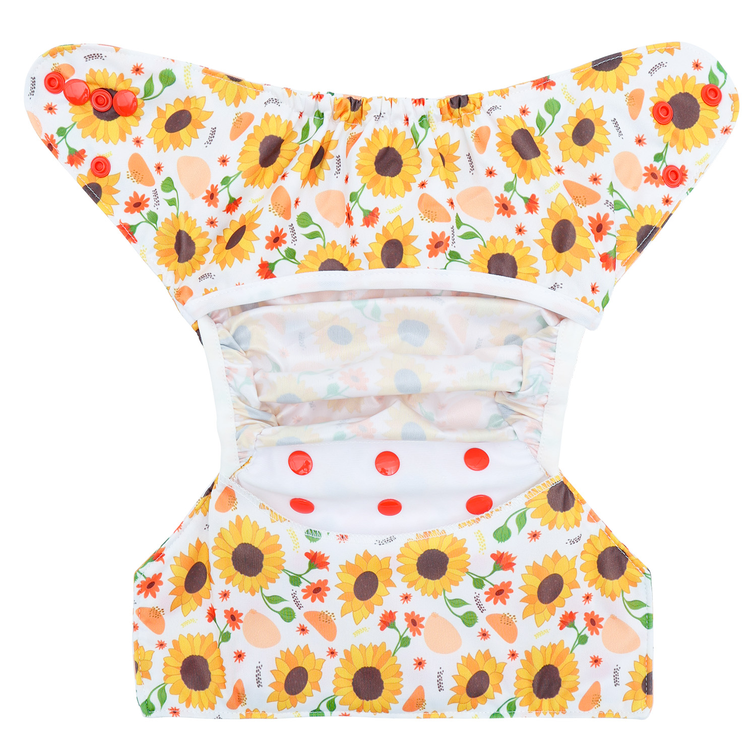 Reusable Cloth Diaper Cover with Snap Closure Cloth Diaper Shell for Prefold Flat or Fitted Diaper Inserts -Sunflower(DC-EW33A)