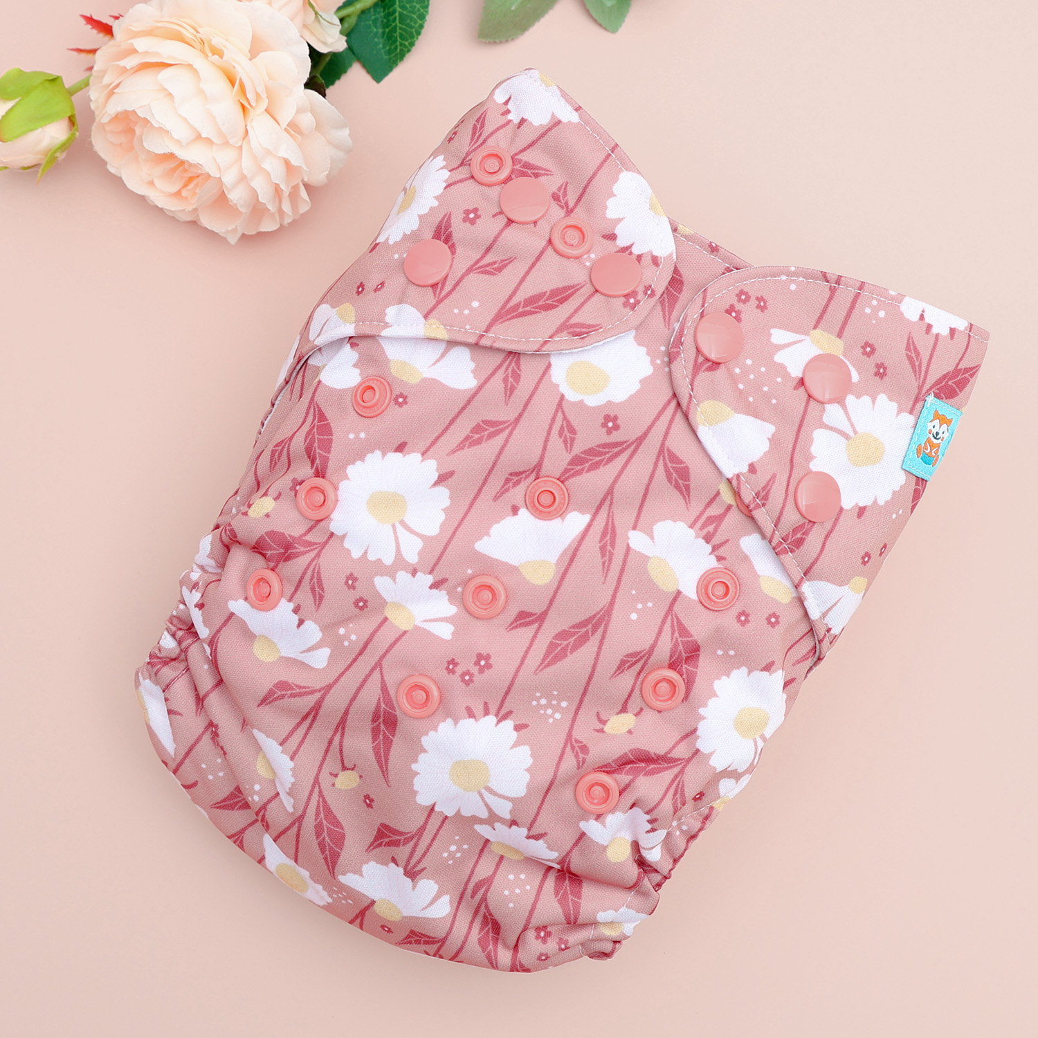 Reusable Cloth Diaper Cover with Snap Closure Cloth Diaper Shell for Prefold Flat or Fitted Diaper Inserts -Flowers(DC-EW29A)