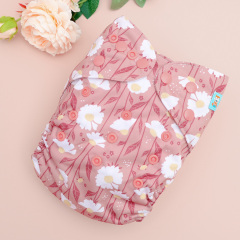 Reusable Cloth Diaper Cover with Snap Closure Cloth Diaper Shell for Prefold Flat or Fitted Diaper Inserts -Flowers(DC-EW29A)