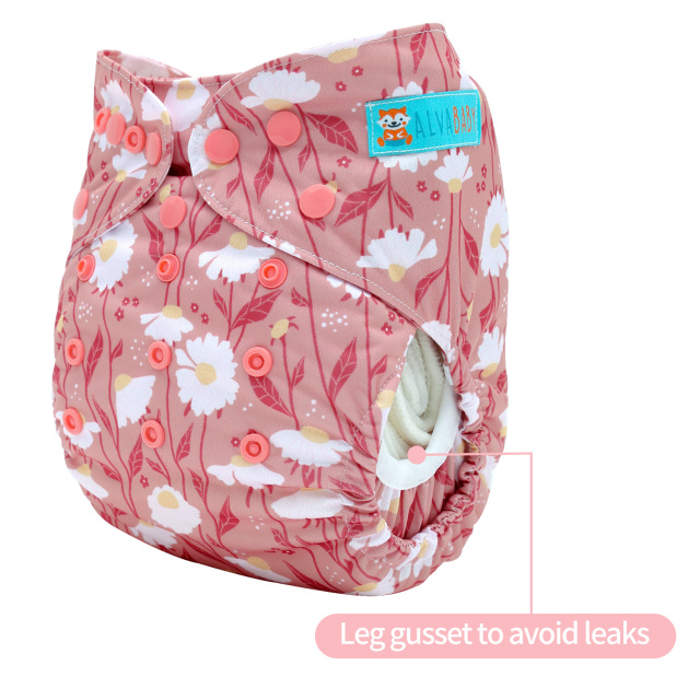 Reusable Cloth Diaper Cover with Snap Closure Cloth Diaper Shell for Prefold Flat or Fitted Diaper Inserts -Flowers(DC-EW29A)