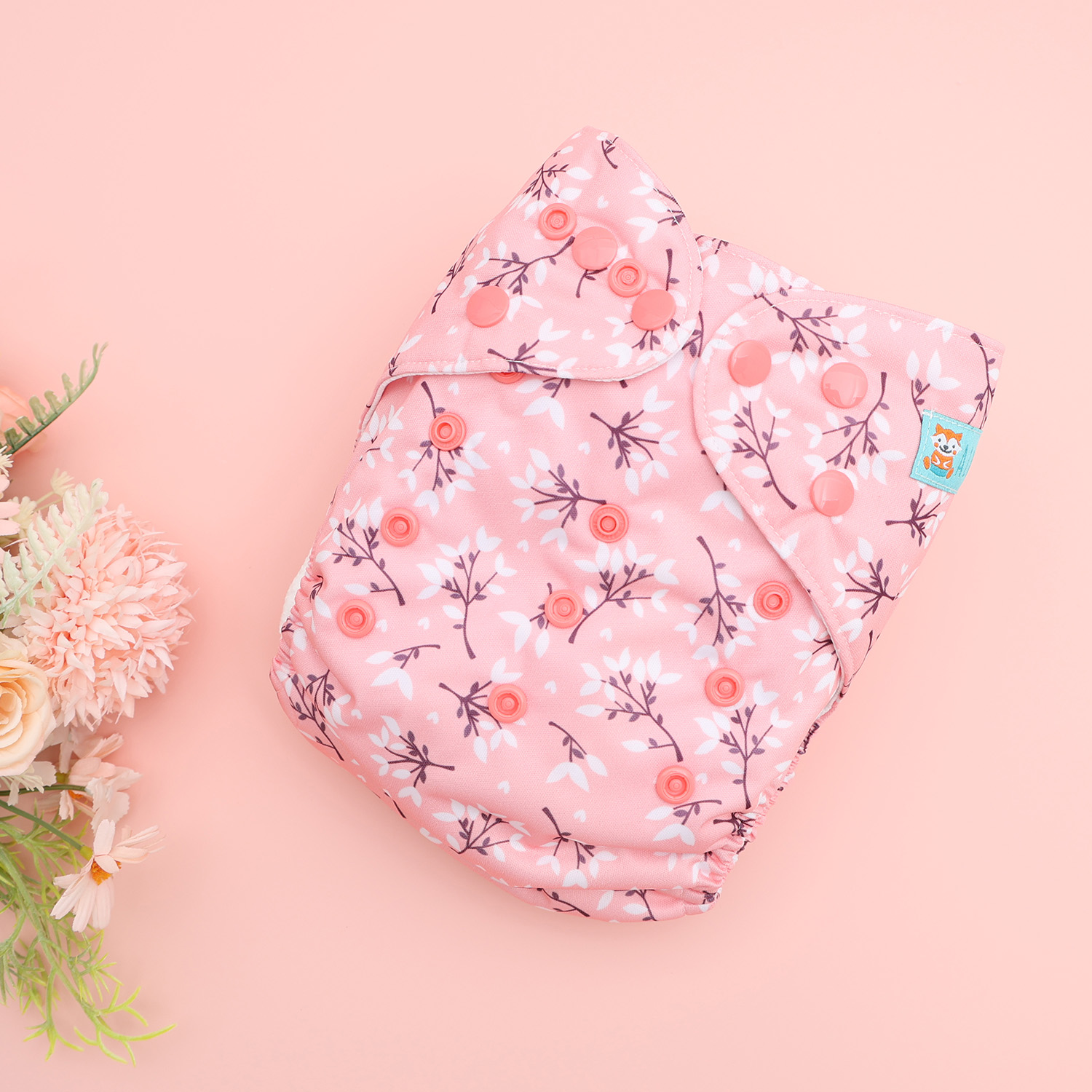 Reusable Cloth Diaper Cover with Snap Closure Cloth Diaper Shell for Prefold Flat or Fitted Diaper Inserts -Flowers(DC-EW32A)