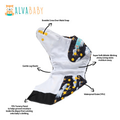 ALVABABY AWJ Lining Cloth Diaper with Tummy Panel for Babies  (WJT-ED23A)