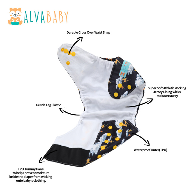 ALVABABY AWJ Lining Cloth Diaper with Tummy Panel for Babies  (WJT-ED23A)