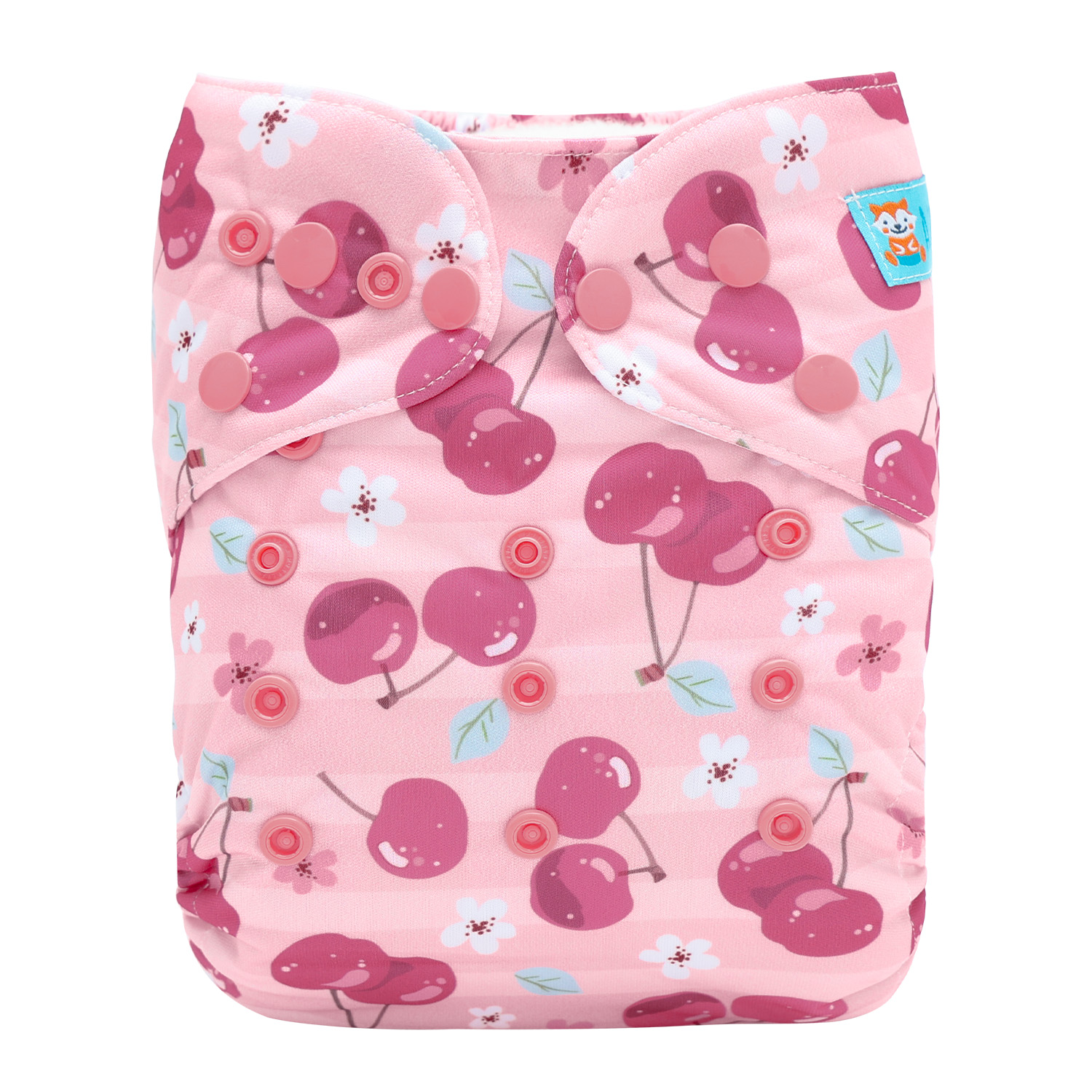 ALVABABY AWJ Lining Cloth Diaper with Tummy Panel for Babies -Cherry (WJT-EW27A)