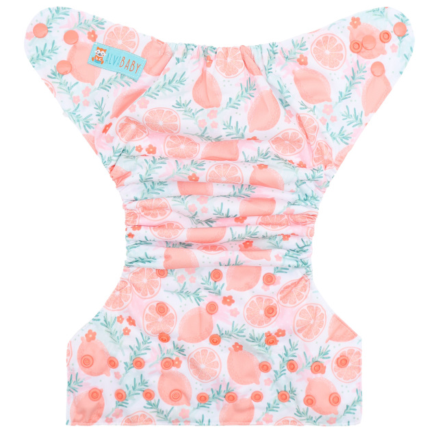 ALVABABY AWJ Lining Cloth Diaper with Tummy Panel for Babies -Orange (WJT-EW28A)