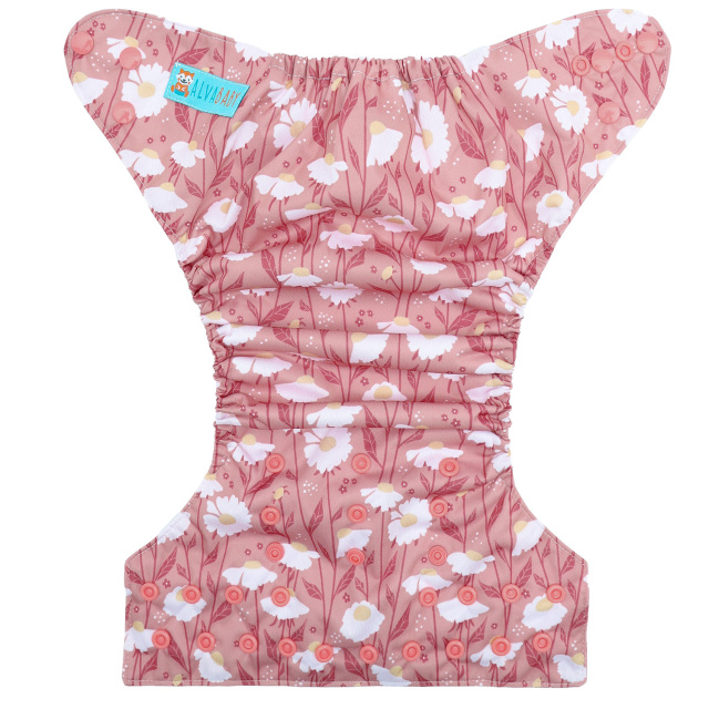 ALVABABY AWJ Lining Cloth Diaper with Tummy Panel for Babies -Flowers (WJT-EW29A)