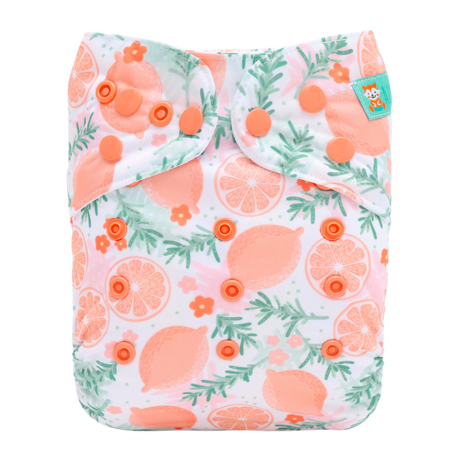 ALVABABY AWJ Lining Cloth Diaper with Tummy Panel for Babies -Orange (WJT-EW28A)