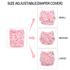 Reusable Cloth Diaper Cover with Snap Closure Cloth Diaper Shell for Prefold Flat or Fitted Diaper Inserts -Flowers(DC-EW32A)