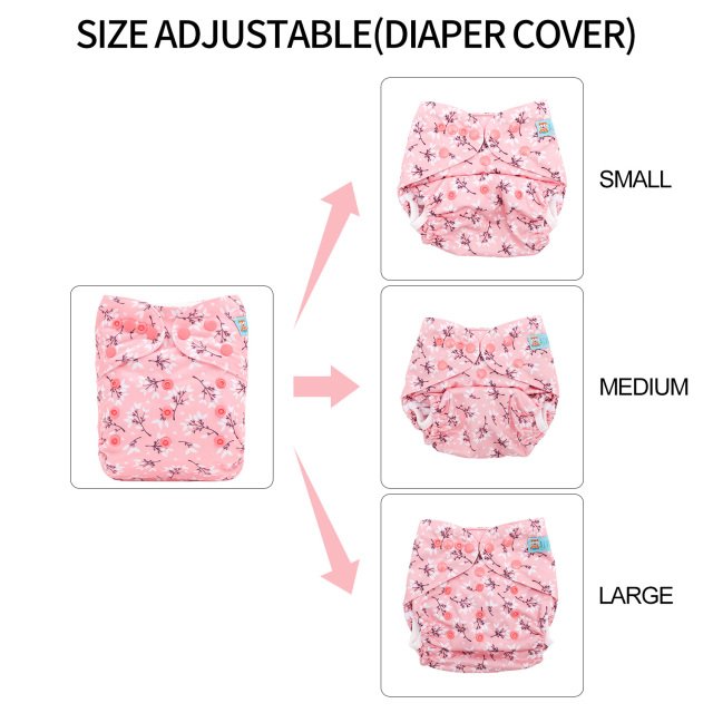 Reusable Cloth Diaper Cover with Snap Closure Cloth Diaper Shell for Prefold Flat or Fitted Diaper Inserts -Flowers(DC-EW32A)