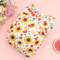 All In One Diaper with Pocket Sewn-in one 4-layer Bamboo blend insert-Sunflower(AO-EW33A)