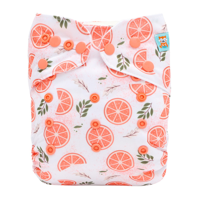 ALVABABY AWJ Lining Cloth Diaper with Tummy Panel for Babies -Orange (WJT-EW31A)